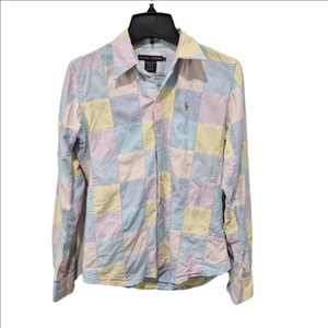 Ralph Lauren Vintage Pastel Colorblock Checkered Button Down Oxford Shirt